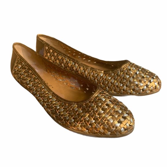 Vintage Cobbie Silver & Gold Metallic Weave Shoes - Picture 3 of 7